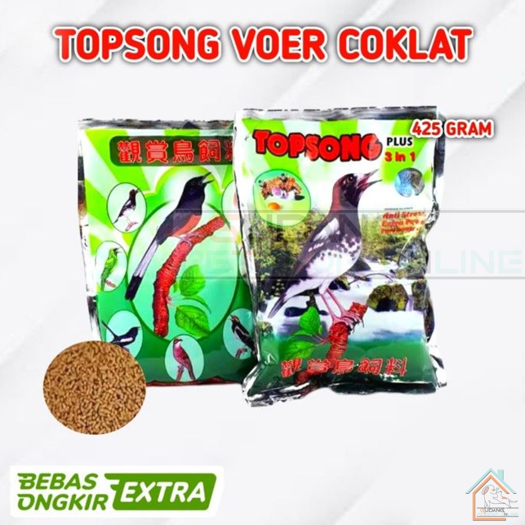 TOPSONG VOER COKLAT TOP SONG KUNING PUR PAKAN MAKANAN BURUNG OCEHAN MURAI KACER POCI BEO HWAMEI TPSC