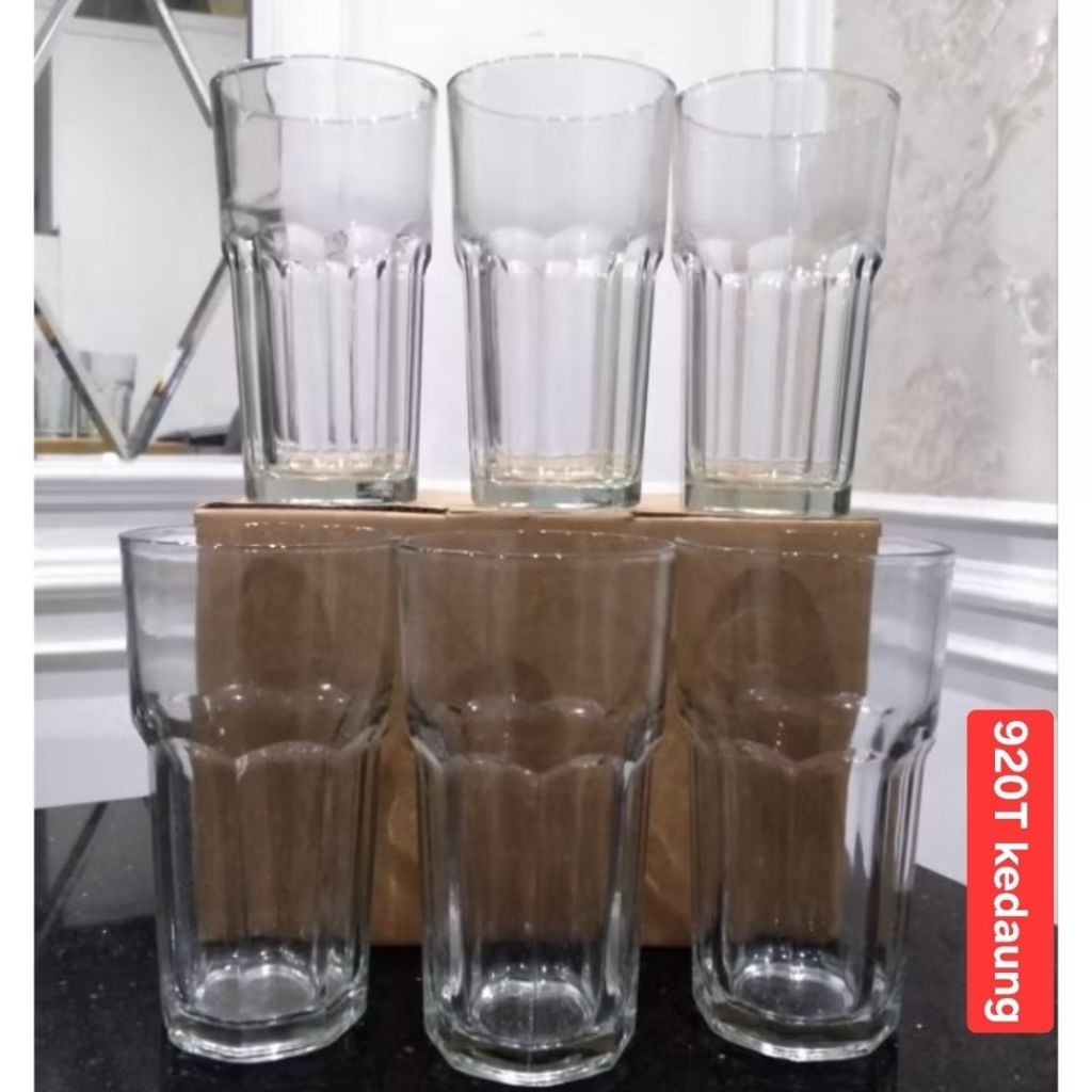 1 SET ISI 6PCS GELAS ES TEH/GELAS TEH/GELAS ES/ GELAS GARCON BIG/GELAS CAFE/GELAS COFFEE