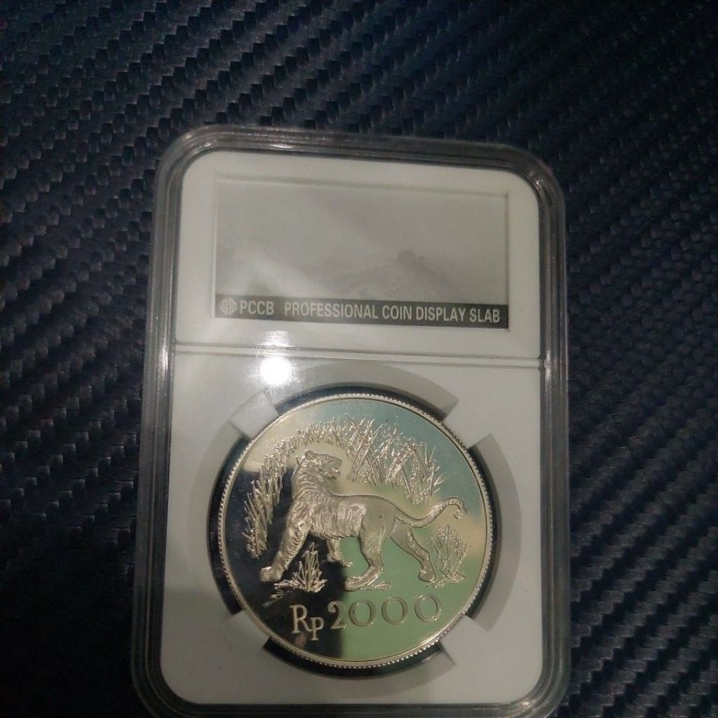Koin Indonesian Silver Proof Perak Macan 1974 Rp 2000