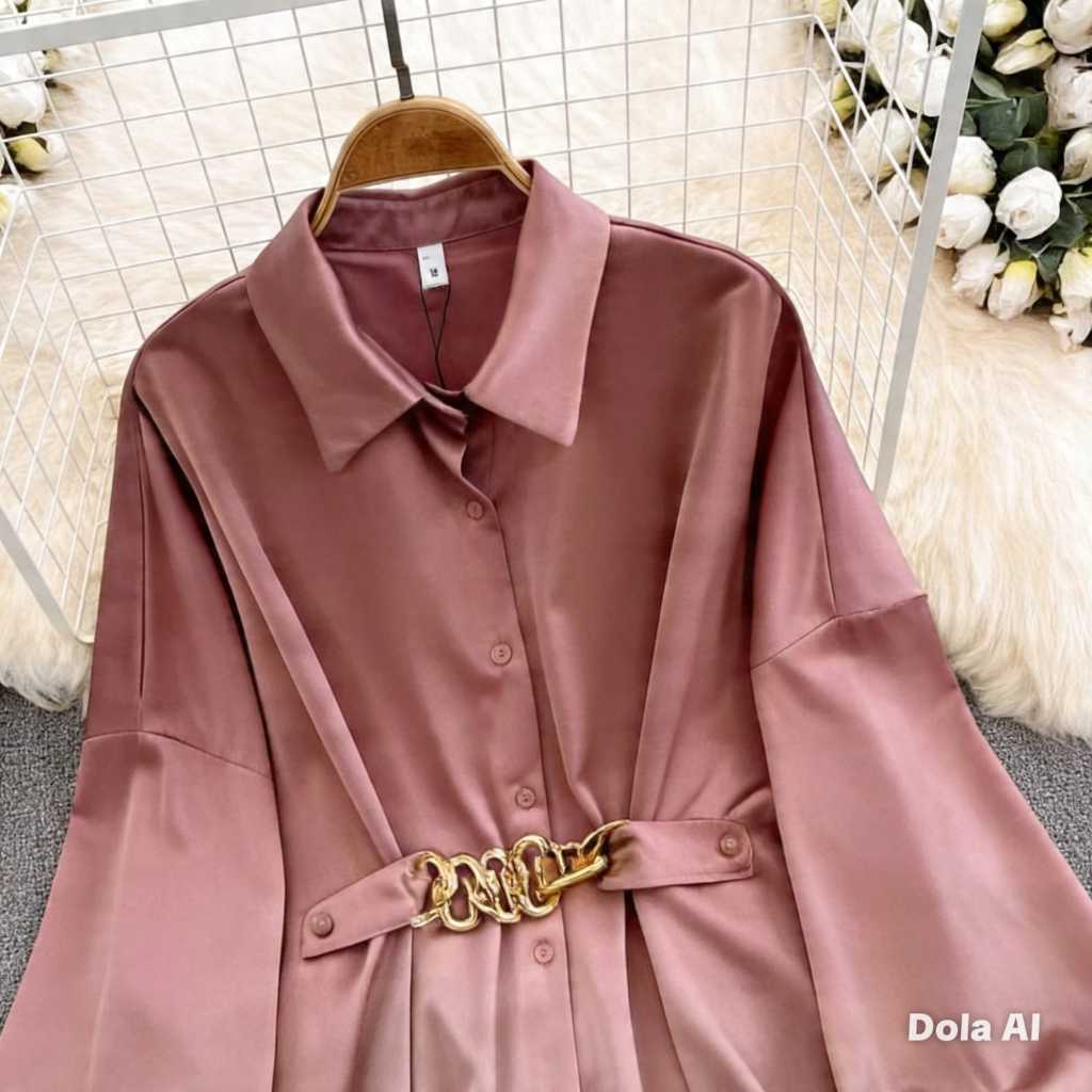 Blouse Wanita Logo polosLeher V / Atasan Wanita Kemeja Blouse Ruffle Ballon / Blus Wanita Casual Ker