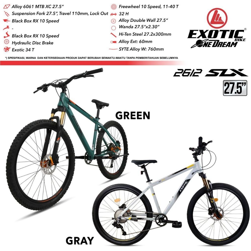 SEPEDA GUNUNG EXOTIC SLX 2612 UKURAN 27.5 JCNY