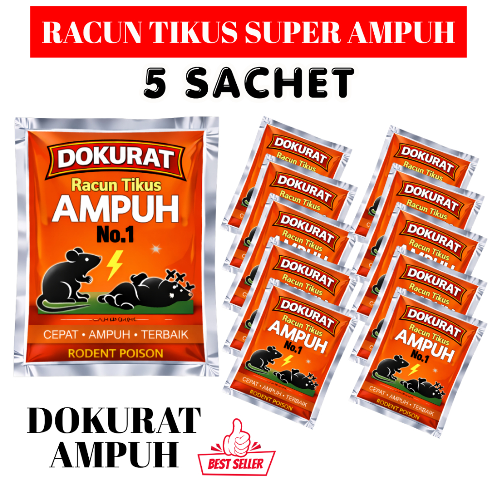 5 PCS Racun Tikus Mati Kering  Obat Tikus Super Ampuh Tikus Mati Tidak Bau Beras Merah Dokurat