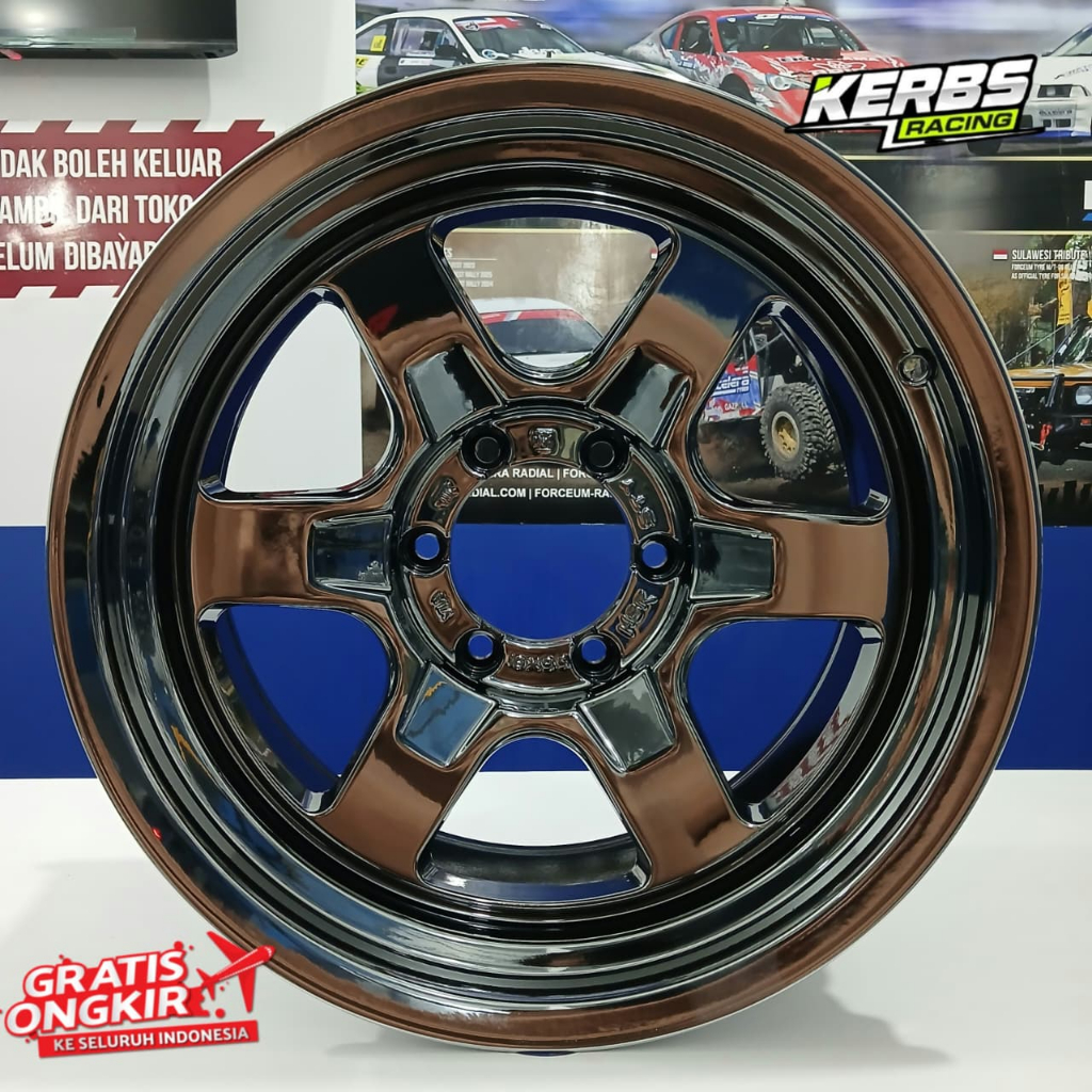 Velg mobil racing hsr ring 18 black chrome buat pajero fortuner triton nissan terrano navarra dll
