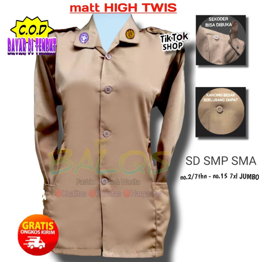 AmeL Seragam Sekolah | Baju Pramuka Siswi Talian SD SMP SMA | Kemeja Matt Twiss Licin
