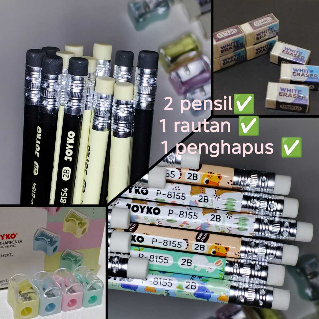 [PAKET BUNDLING] Pensil Rautan Penghapus|Pencil|Eraser|Serutan|Alat Tulis|Set Alat Sekolah|HADIAH|SO
