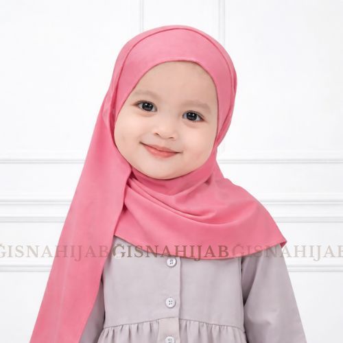 {GISNAHIJAB} Pashmina Instan Kancing Bunga Sakura | Hijab Instan Anak Wolfis Kancing Sakura | Kerudu