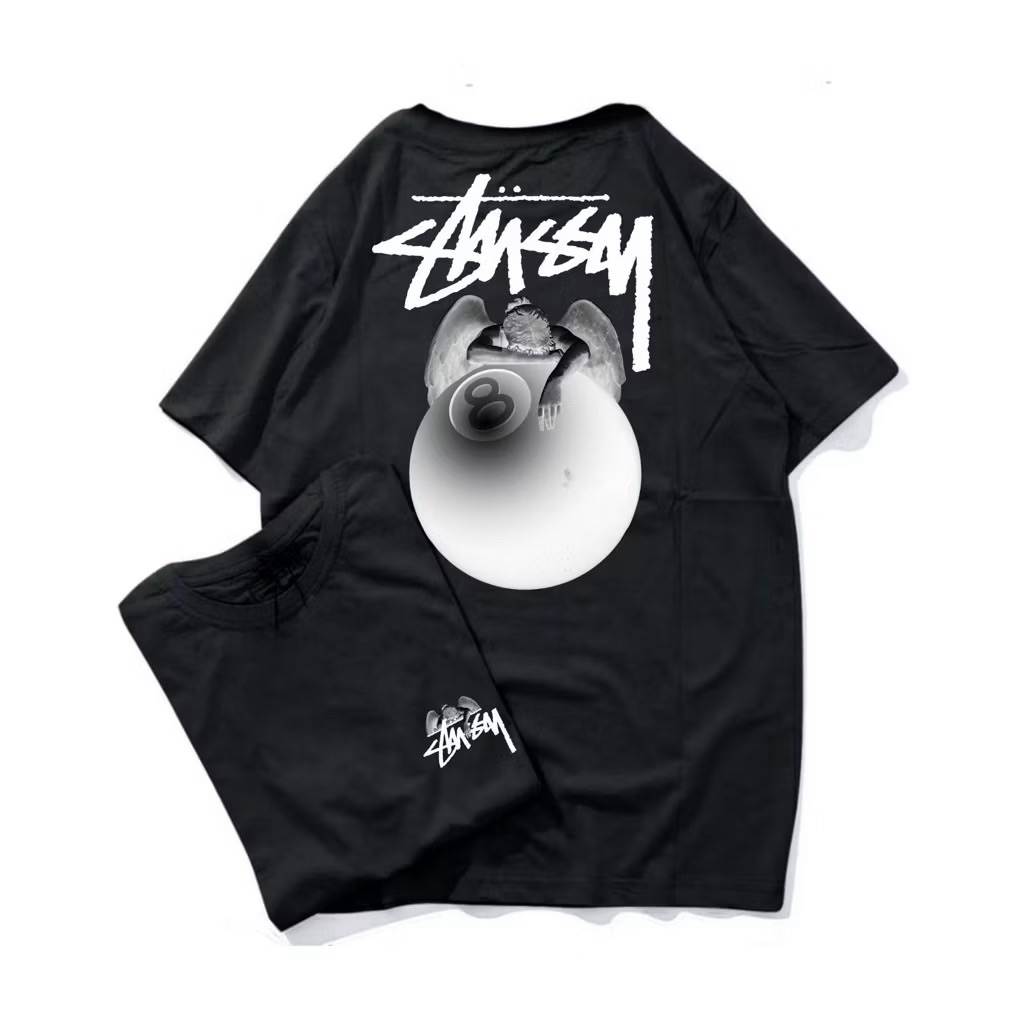 Stussy 8 Ball Angle Black Tee T-Shirt Kaos