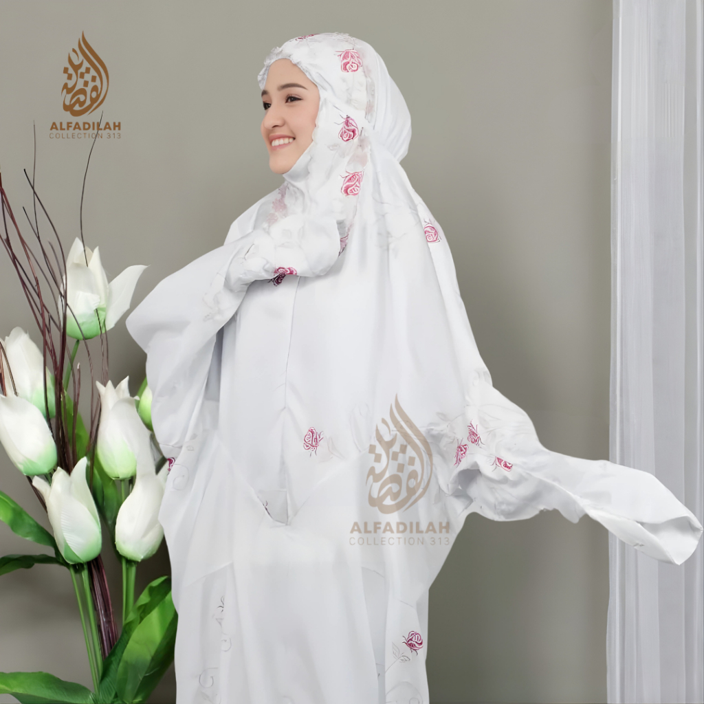 AL-FADILAH Mukena Terusan Dewasa Katun Premium Bordir Bunga Andin