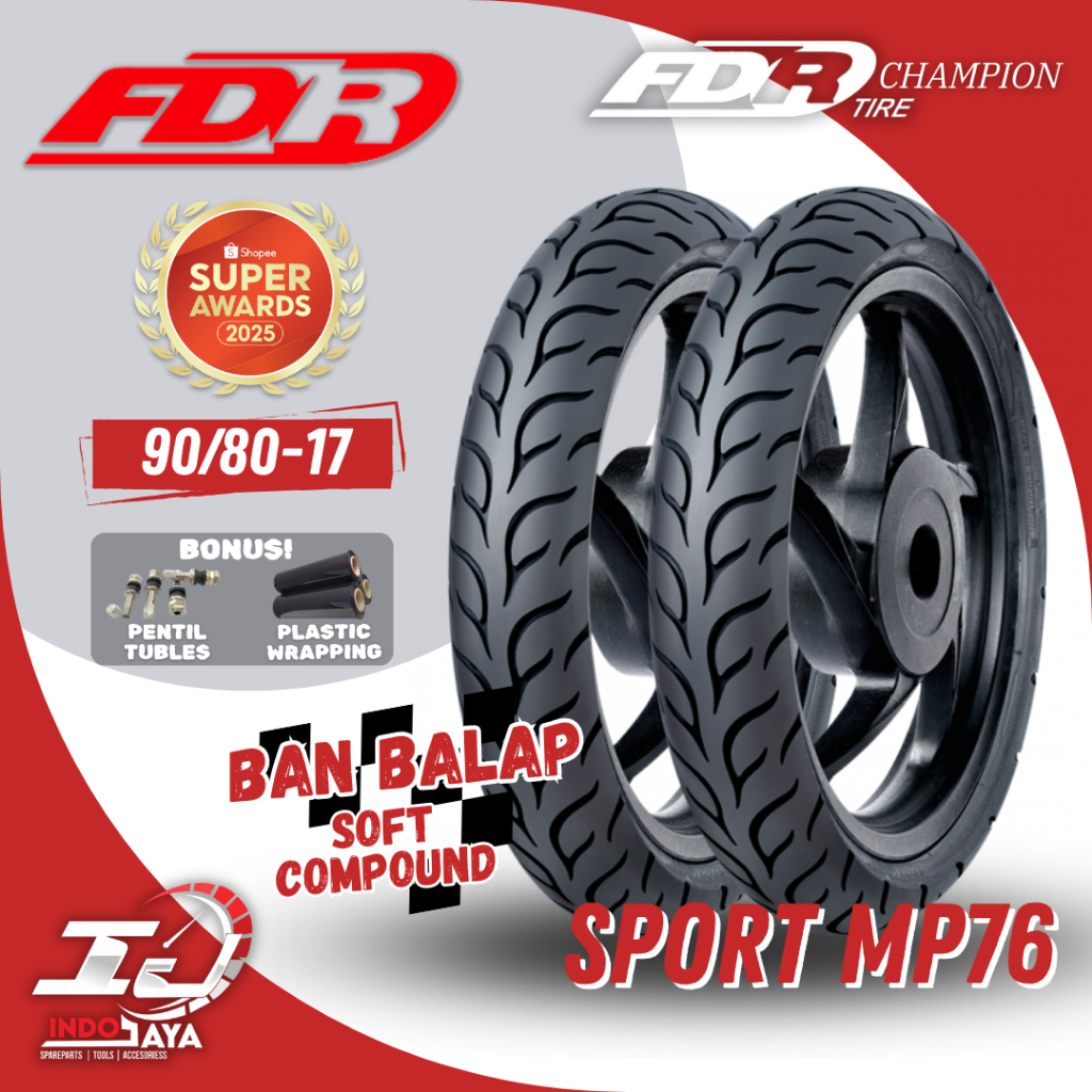 (READY COD) BAN LUAR FDR SPORT MP 76 (90/80-117) RING 17 / -17 BAN BEBEK TUBELESS MP76 / MP-76 BAN B