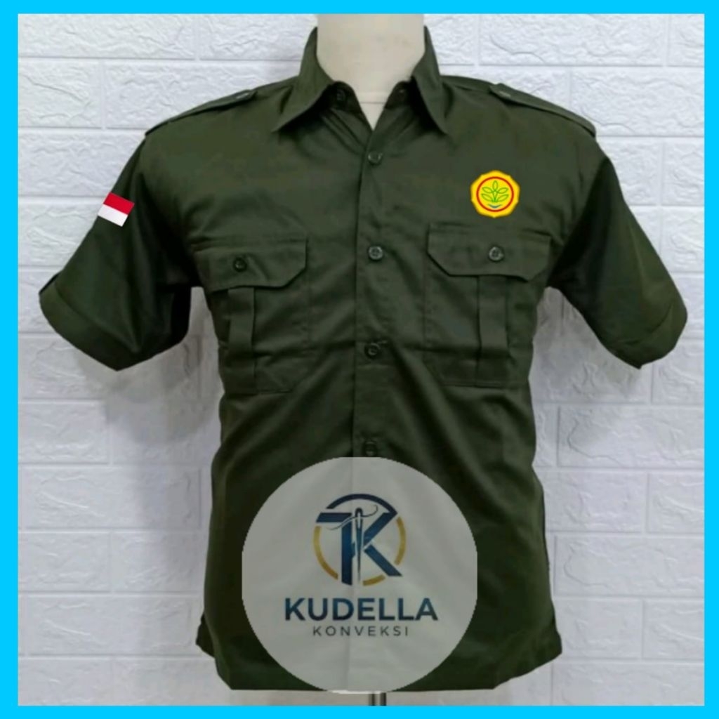 Kemeja KEMENTAN RI Hijau Army PDH Lengan Pendek Pria