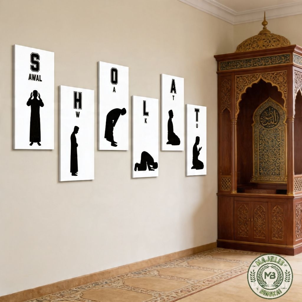 Wall Decor Islami Sholat - Hiasan Dinding MDF Premium DekorasMushola & Paket 6pcs Hiasan Dinding Sho
