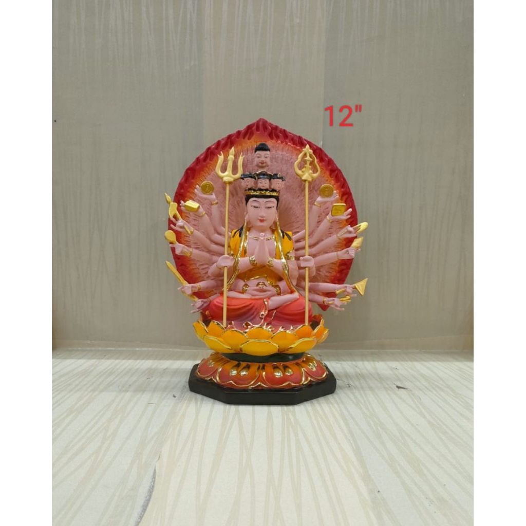 patung dewi kwan im cien so / cien so kwan im - kuning - fiber - 12inch