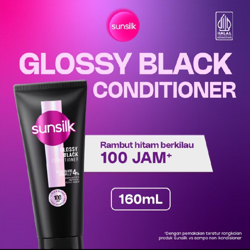 SUNSILK Glossy Black Cera-Gloss Complex Conditioner Rambut 160ml