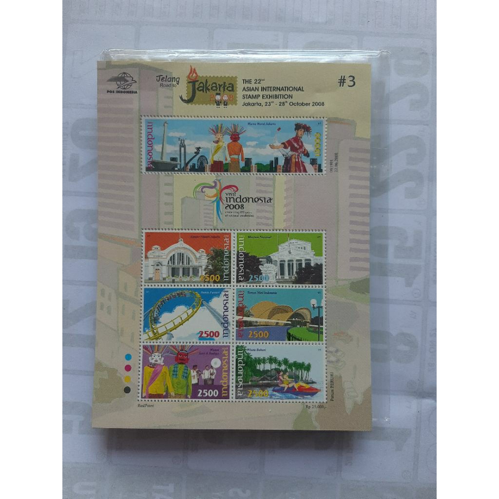 Perangko Indonesia Visit Indonesia Jakarta 2008 #2 full sheet 7 prangko