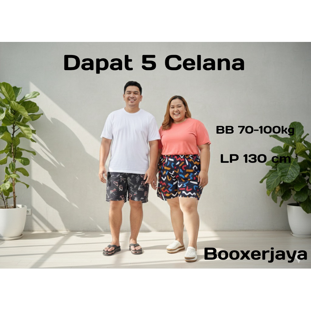Dapat 5 Celana Boxer Jumbo Big Size Muat BB 100kg Boxer Jumbo Pria Wanita Celana Kolor Big Size Cela