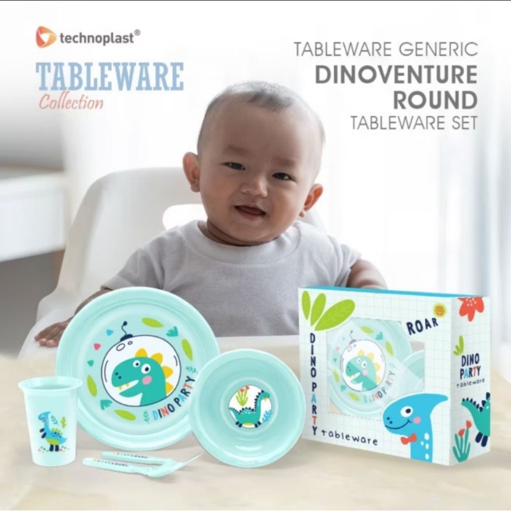 Technoplast Dinoventure Round Tableware Set / Technoplast Alat Makan Mpasi / Technoplast Alat Makan 