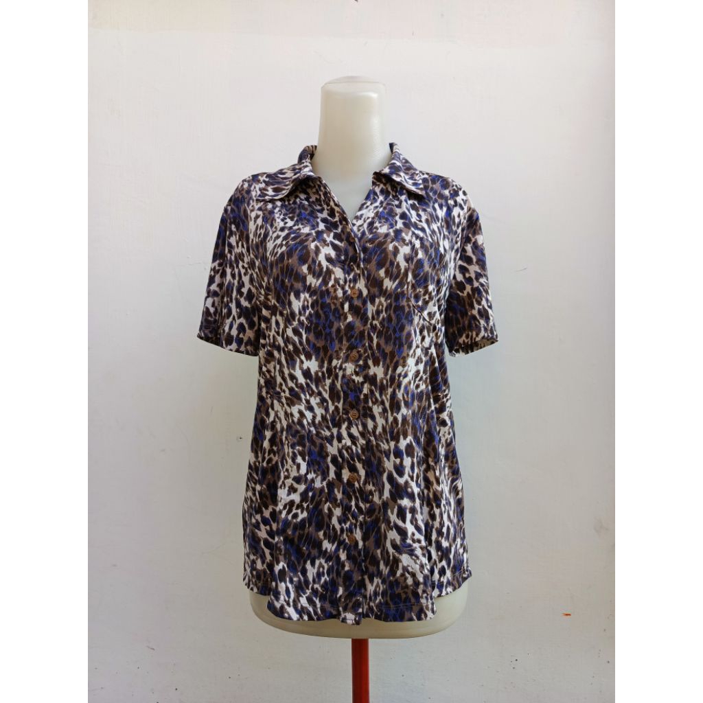 Kemeja blouse crocodile leopard pattern