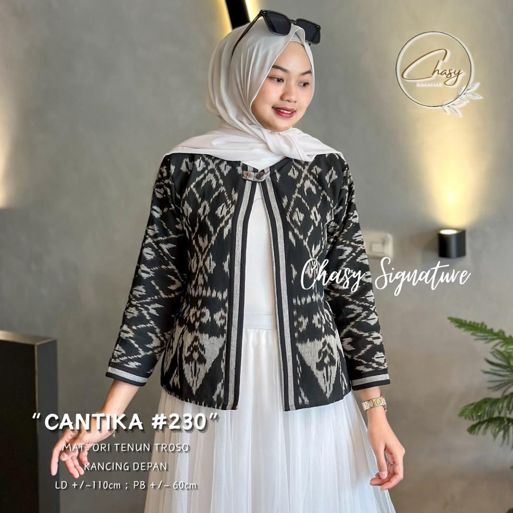 Cantika Bolero Tenun Troso Ori Outer Tenun Wanita Modern Kekinian Batik Kerja Tenun