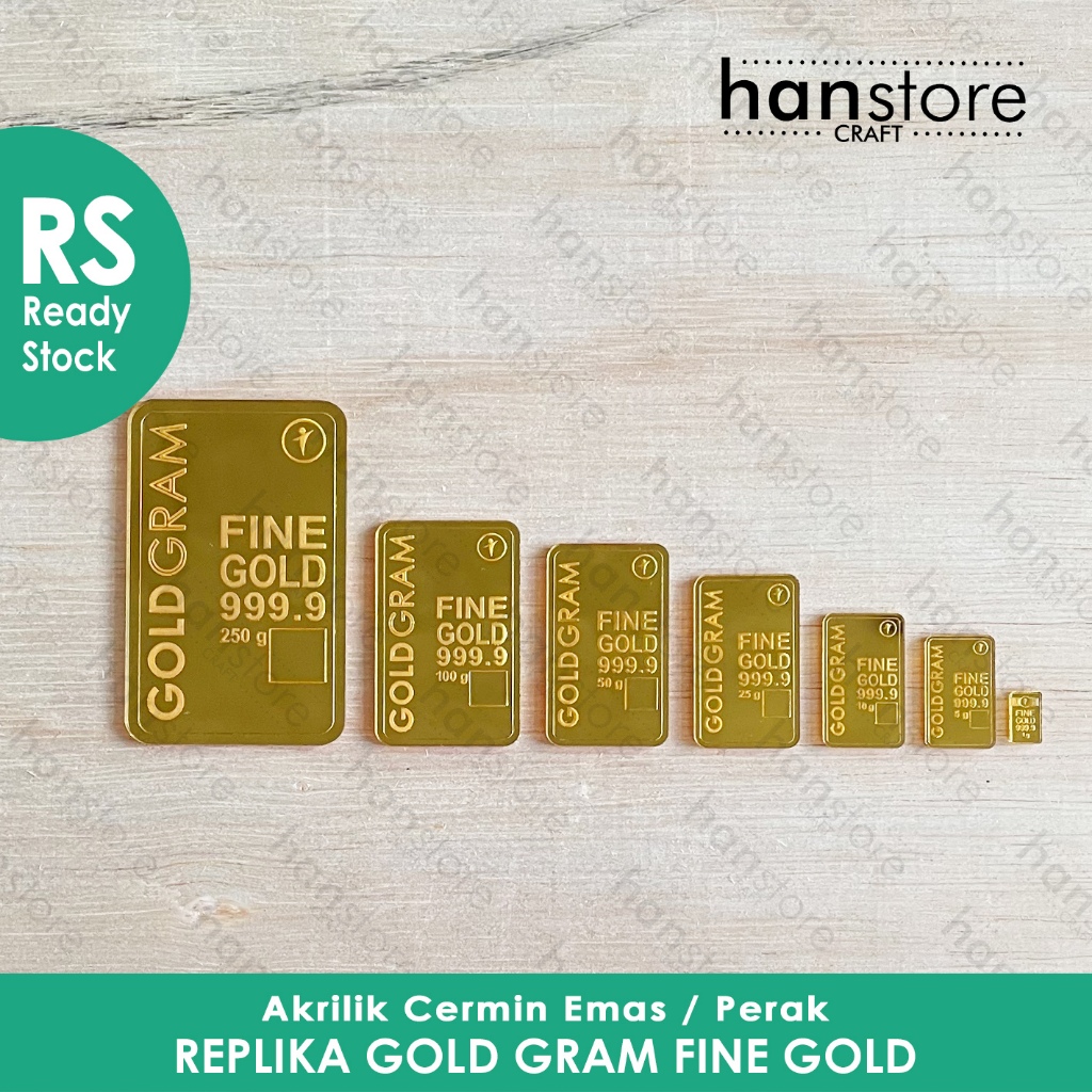 RS Replika GOLD GRAM / FINE GOLD Logam Mulia Silver 250 gr - 25 gr untuk Mahar / Dekorasi Antam gold