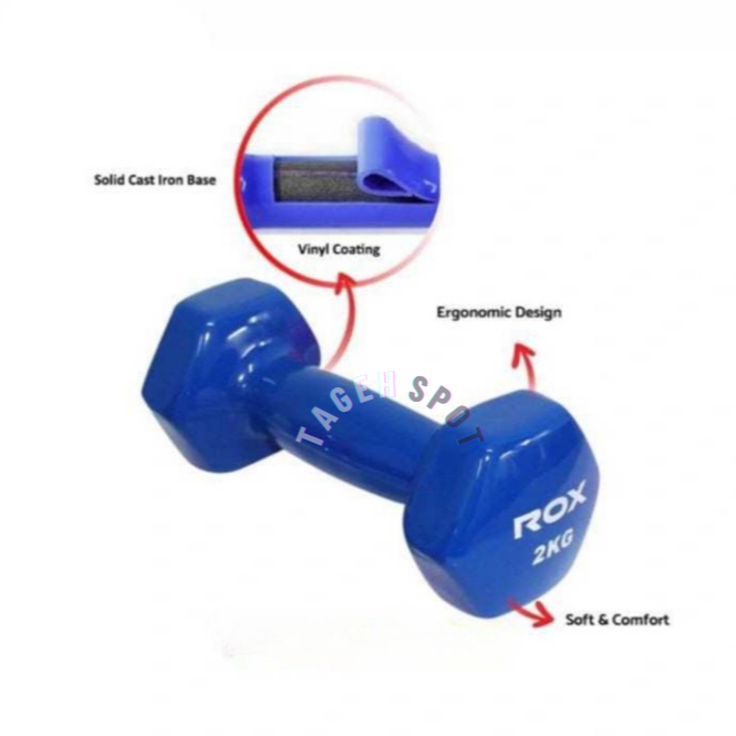 BARBEL DUMBEL ROX 2 KG VINYL ORIGINAL / PERALATAN FITNES BARBEL DUMBEL FITNES ROX VINYL