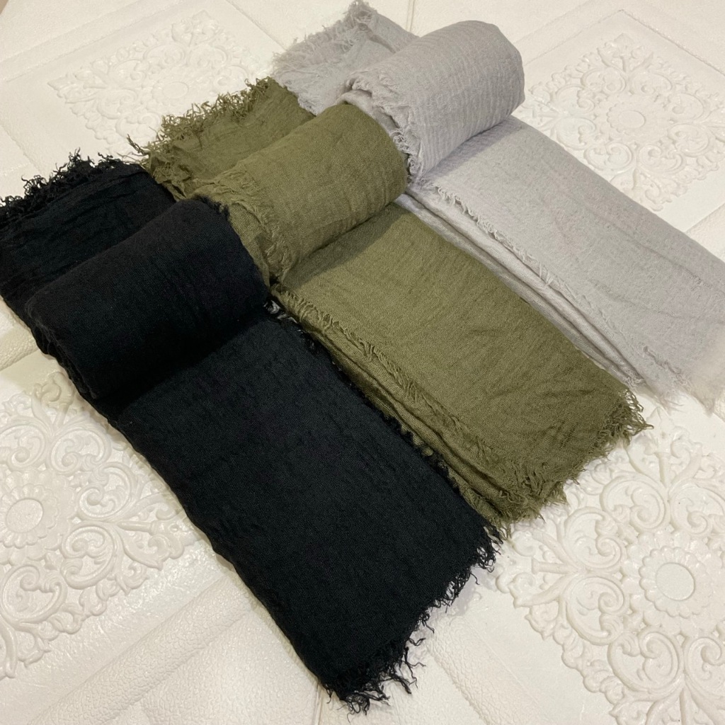 Pasmina Crinkle Import  Hijab Phasmina kusut  Jilbab Pashmina Cotton Crincle Jumbo  Pasmina Shawl