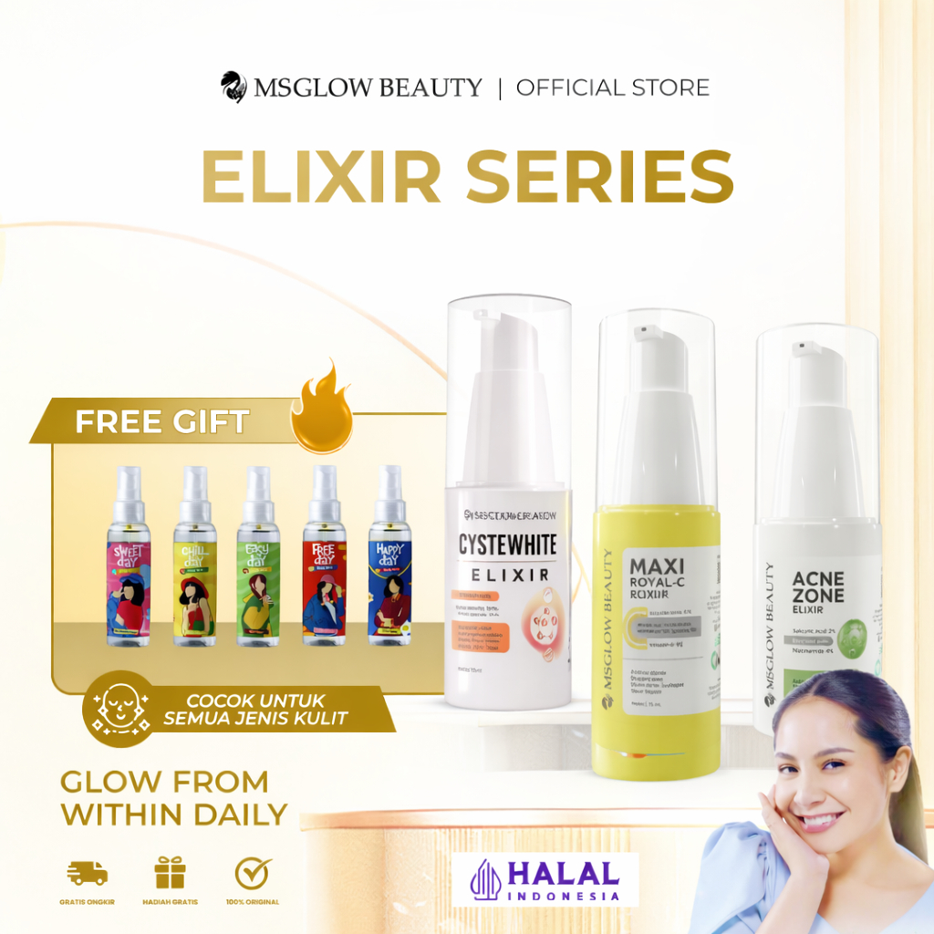 [Official] Ms Glow Serum Booster Retinol Elixir Royal C Maxi Elixir Retiglow Acne Zone Elixir Kulit 