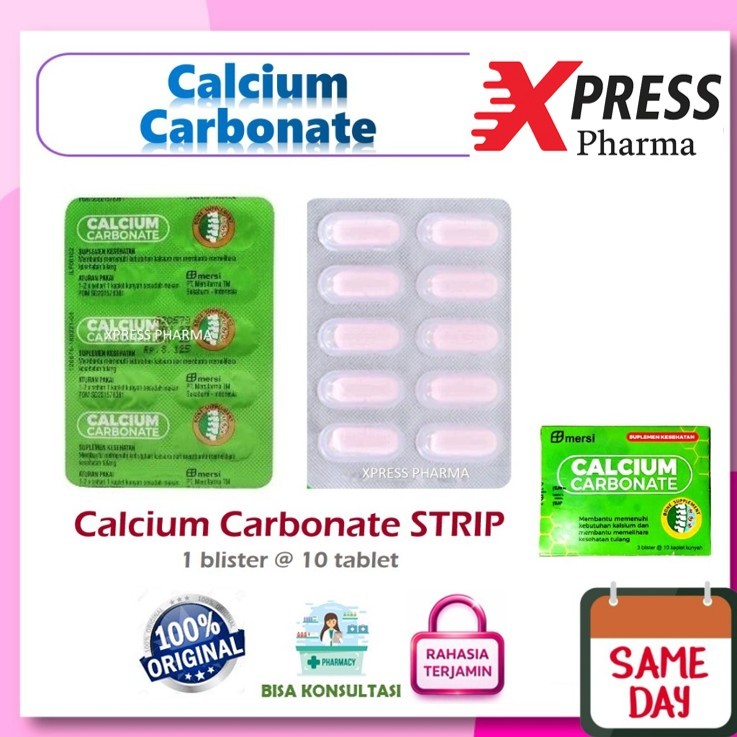 XPRESS  STRIP CALCIUM CARBONATE MERSI isi 10 Tablet Kaplet Kalsium Karbonat Calsium Carbonat Zc