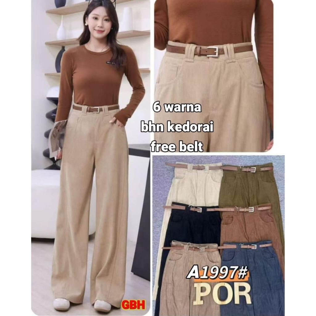Celana kulot Corduroy free belt 1997 import