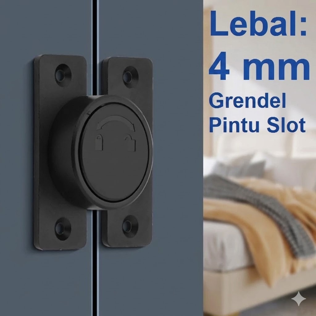 Kunci Pintu Grendel Gembok Putar Rotary Selot Logam Set Paket Pintu Geser Aluminium Kayu Keamanan Ru