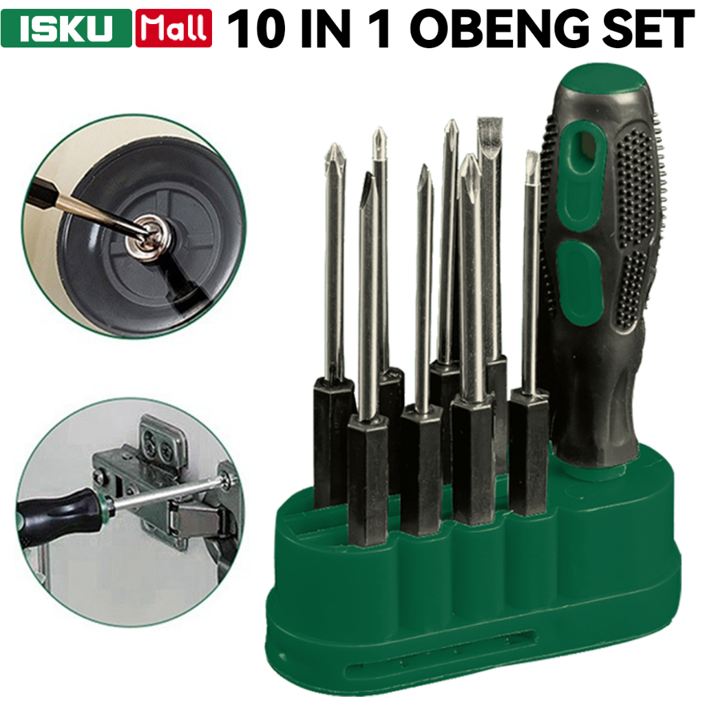 ISKU Obeng Set 10 in 1 Presisi Carbon Steel - Mini Screwdriver Kit Service HP Laptop Jam