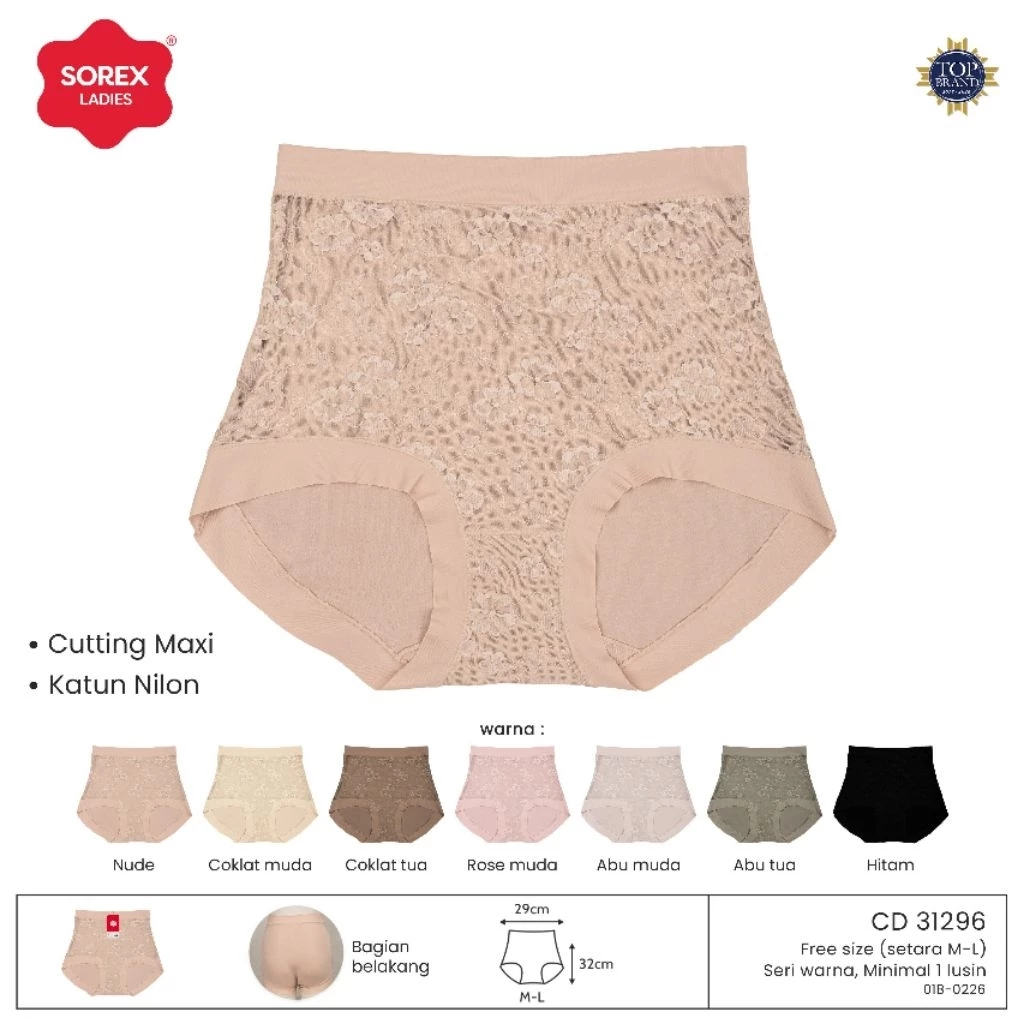 SOREX Celana Dalam Wanita CD 31296 Cutting Maxi Bahan Katun Nilon - Sorex CD