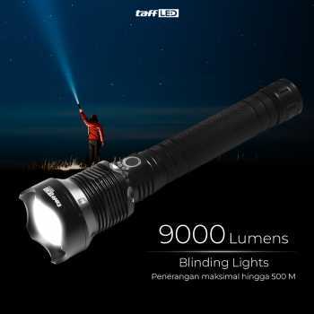 TaffLED Senter LED Long Range Zoom XHP70.2 9000 Lumens - HS313