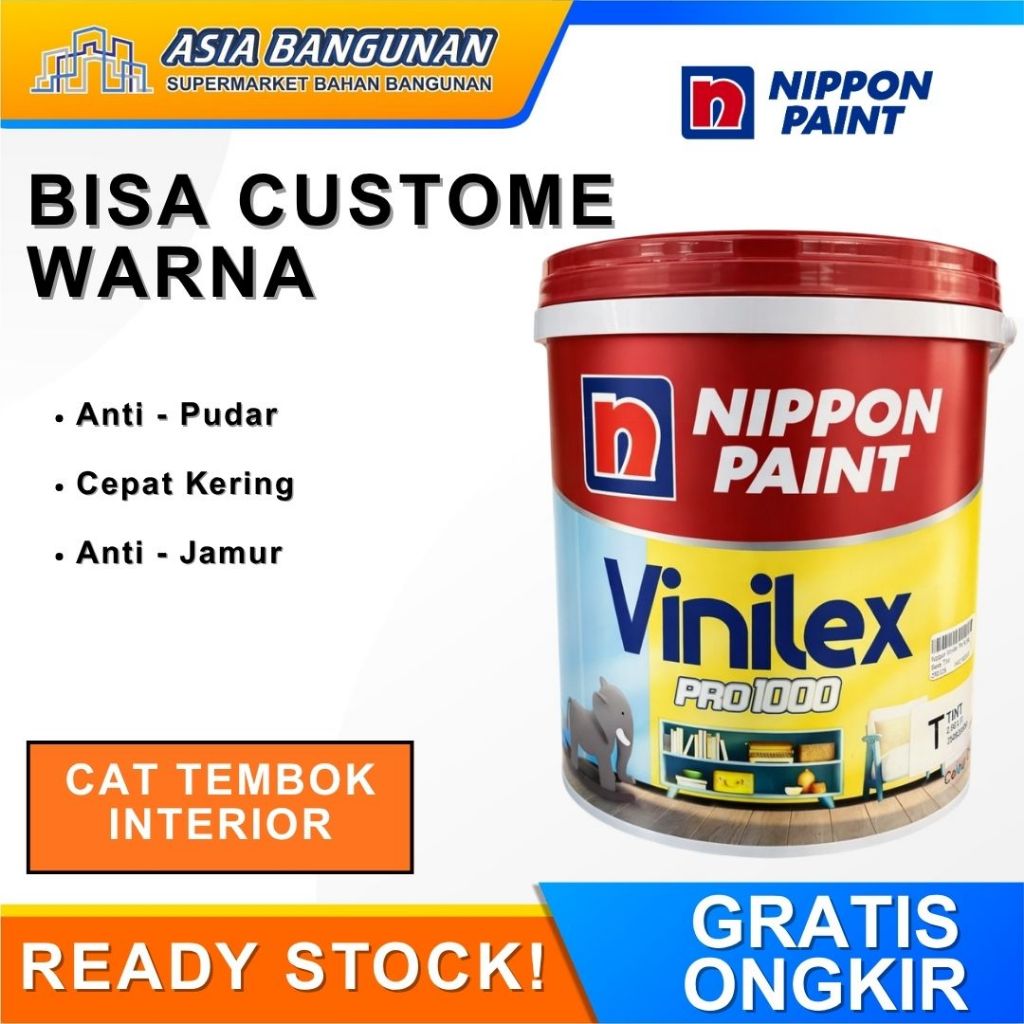 Nippon Paint Vinilex Pro 1000 Cat Tembok Interior Tingting 4,5 Kg Soft Tissue