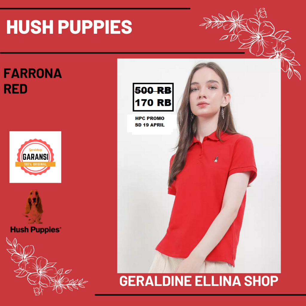 Kaos kerah hush puppies wanita sale original 100% seri FARRONA