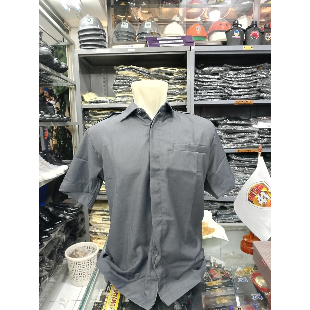 Seragam Safari Satpam model Paspampres Semiwoll Abu Abu Jahitan Tailor No Konveksi