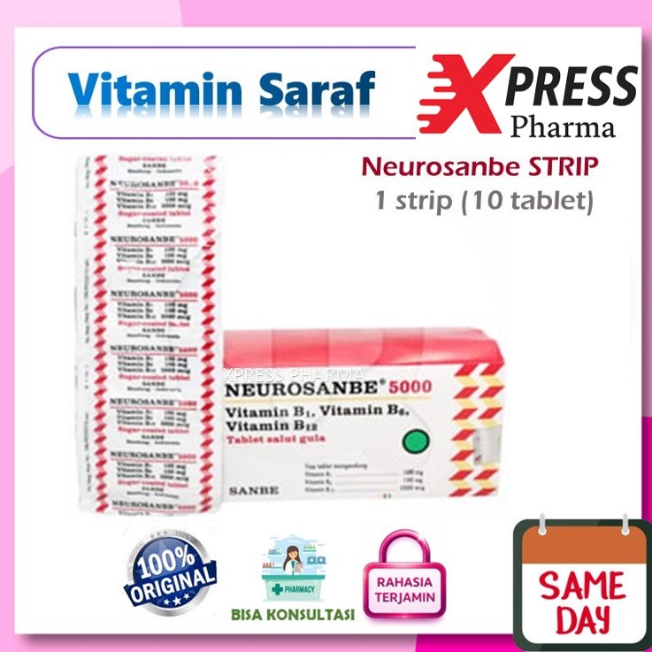 XPRESS  Neurosanbe 5000 STRIP isi 10 Tablet Obat Vitamin Komplek Komplex Neurobion Complek Complex B