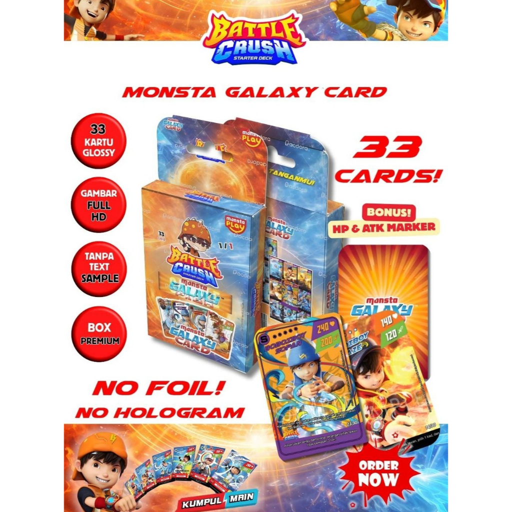 Kartu BoBoiBoy Starter Deck Battle Crush isi 33 card