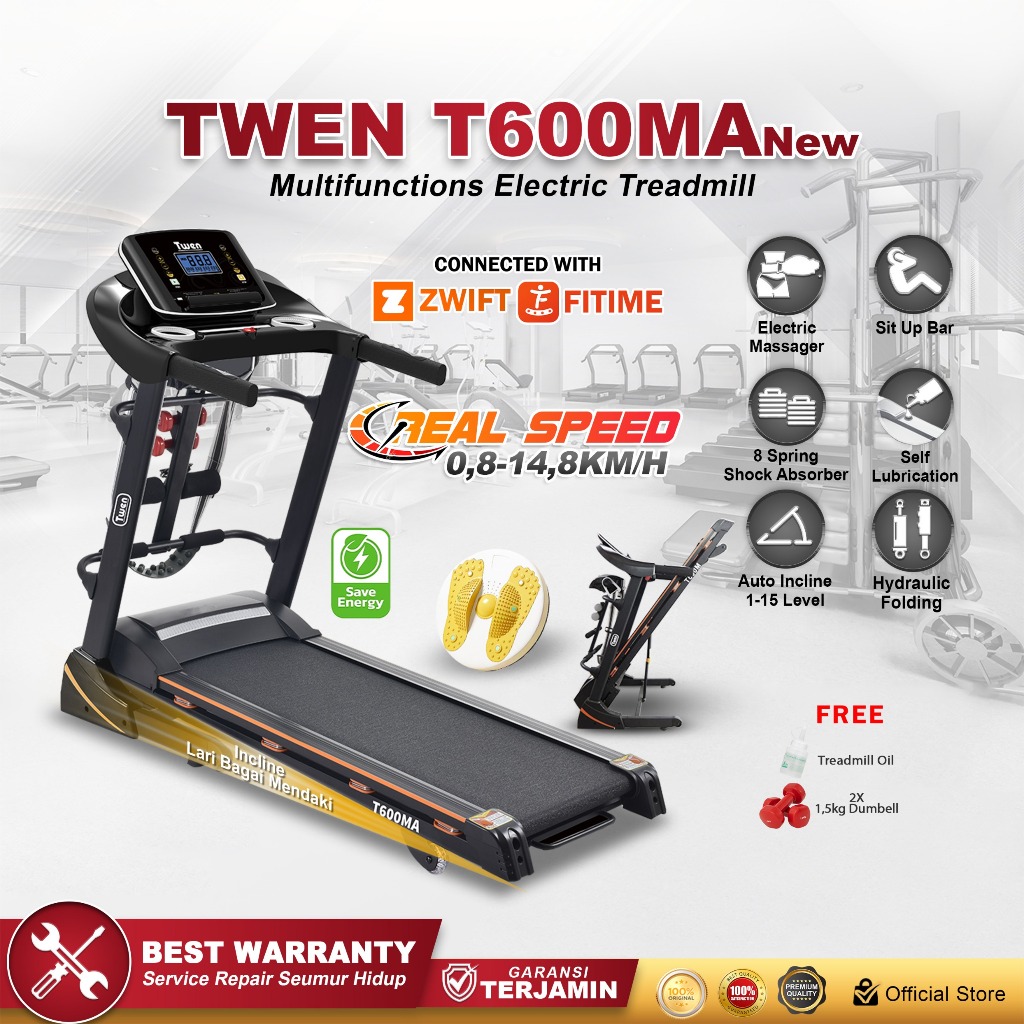 TWEN T600M T600MA series Treadmill Portable / Treadmill Electric Low Watt / Treadmill Elektrik Alat 