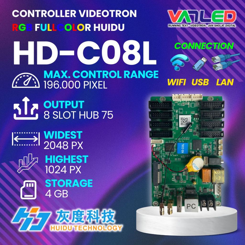 HUIDU HD C08L WIFI KONTROLER FULL COLOR VIDEOTRON