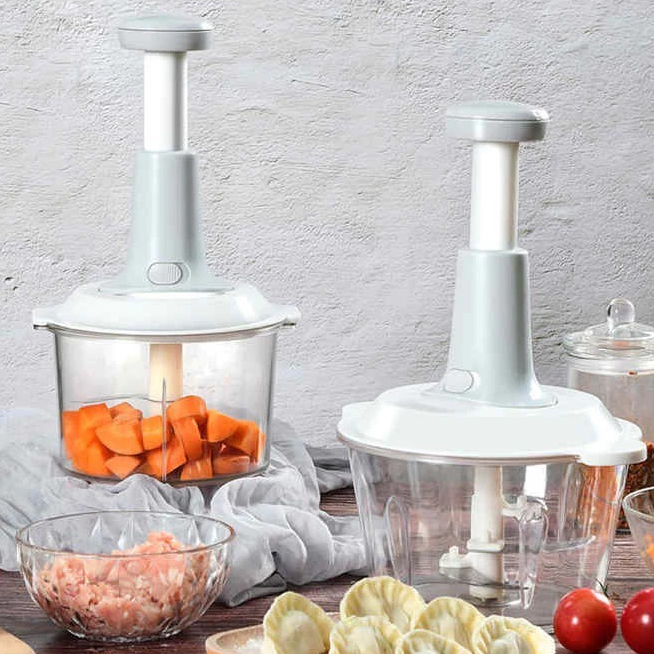 Chopper Tekan Penghalus Blender Manual Pencacah Daging Cabe Bawang Penghalus Tanpa Listrik Pisau Ser