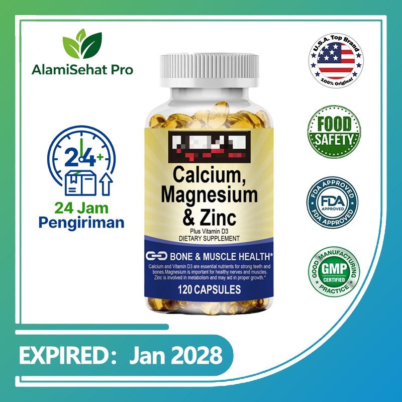 Kirkland Signature Calcium Magnesium Zinc - Plus Vitamin D3 & Boron - Mendukung Kesehatan Tulang & O