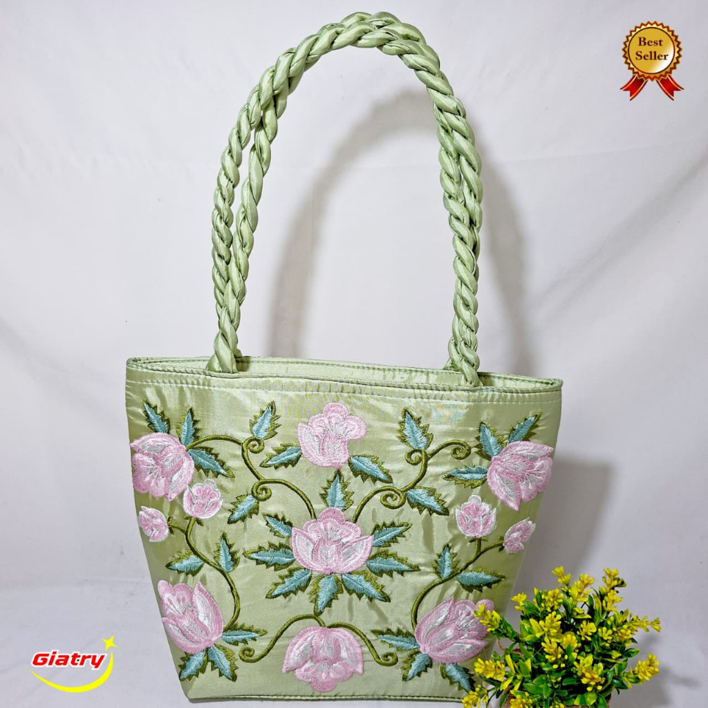 Tas wanita kekinianTulip Bordir/ Tas bahu wanita tulip bordir/tas jinjing wanita bordir Embroidery T