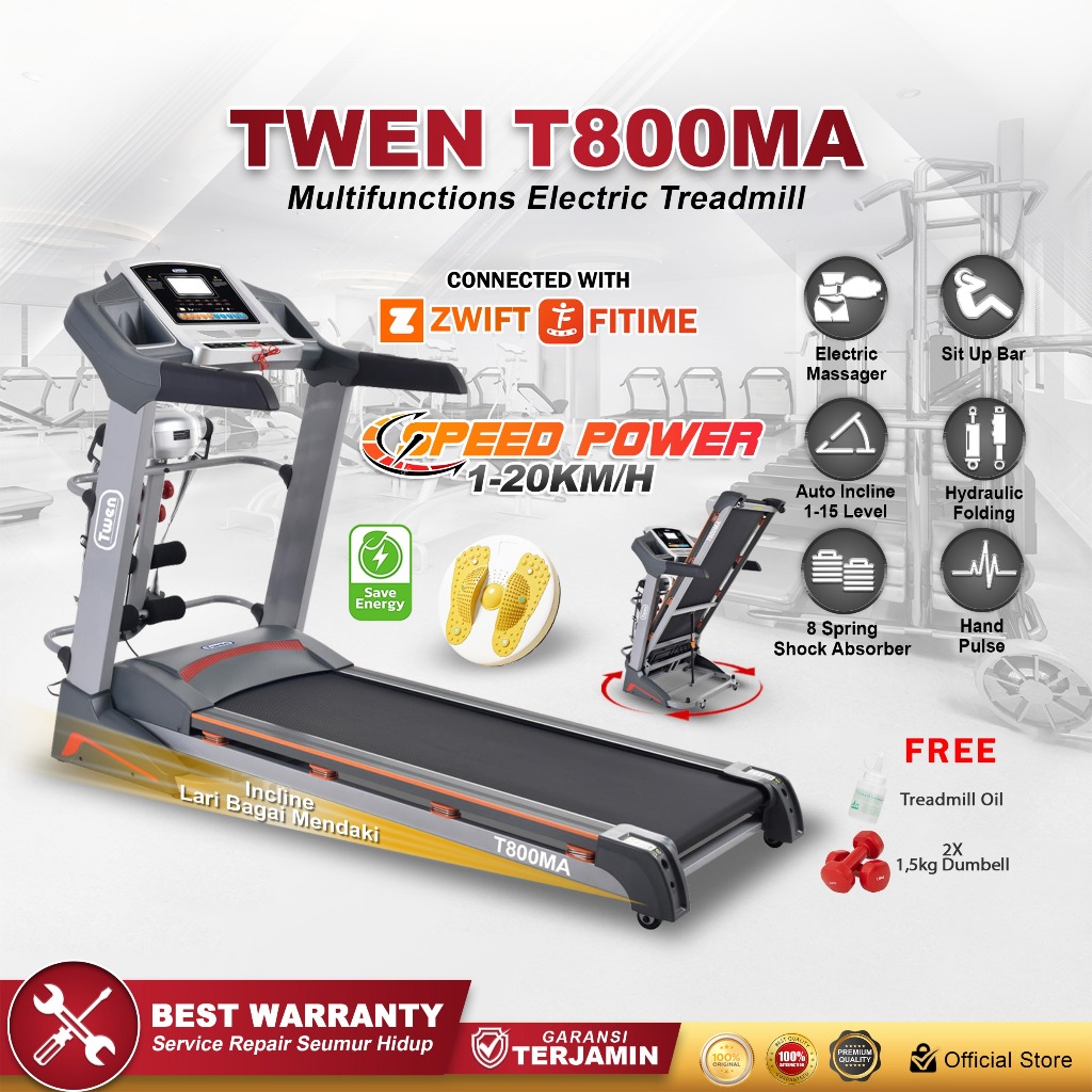 TWEN T800MA Treadmill Listrik Treadmill Portable Treadmill Multifungsi Treadmil Lipat Treadmill Elec