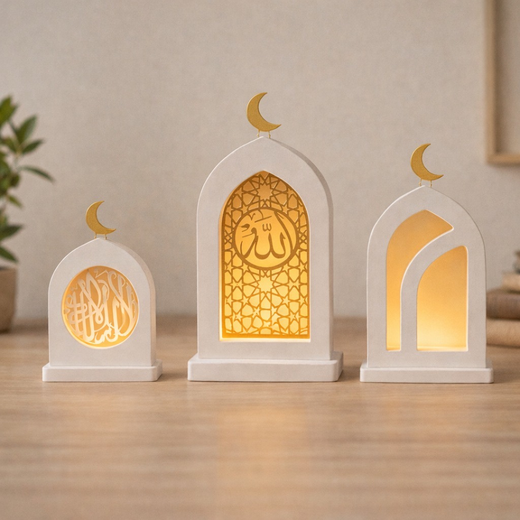 Lampu Hias Islami LED Mihrab Kaligrafi Allah Dekorasi Meja
