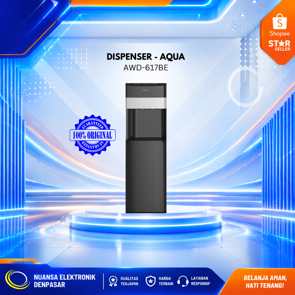 FREE ASURANSI PENGIRIMAN  Aqua Dispenser Standing Bottom Loading E-COOL SYSTEM AWD617BE - NUANSA ELE
