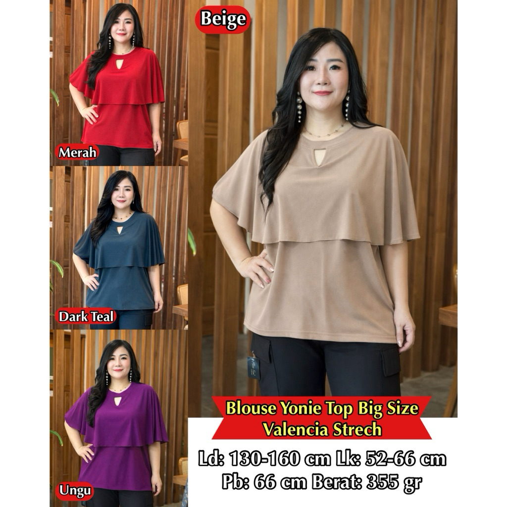 FINA BIGSIZE - (YONIE BLOUSE BIGSIZE) ATASAN WANITA JUMBO | ATASAN SINCIA/IMLEK