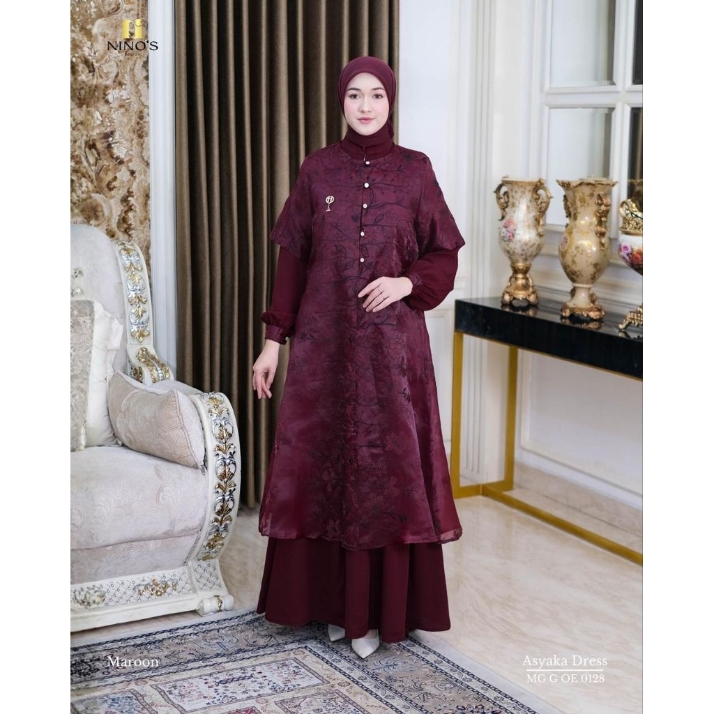 Asyaka Dress Gamis Premium Original By Ninos Design Mewah Elegan Hamidah Butik