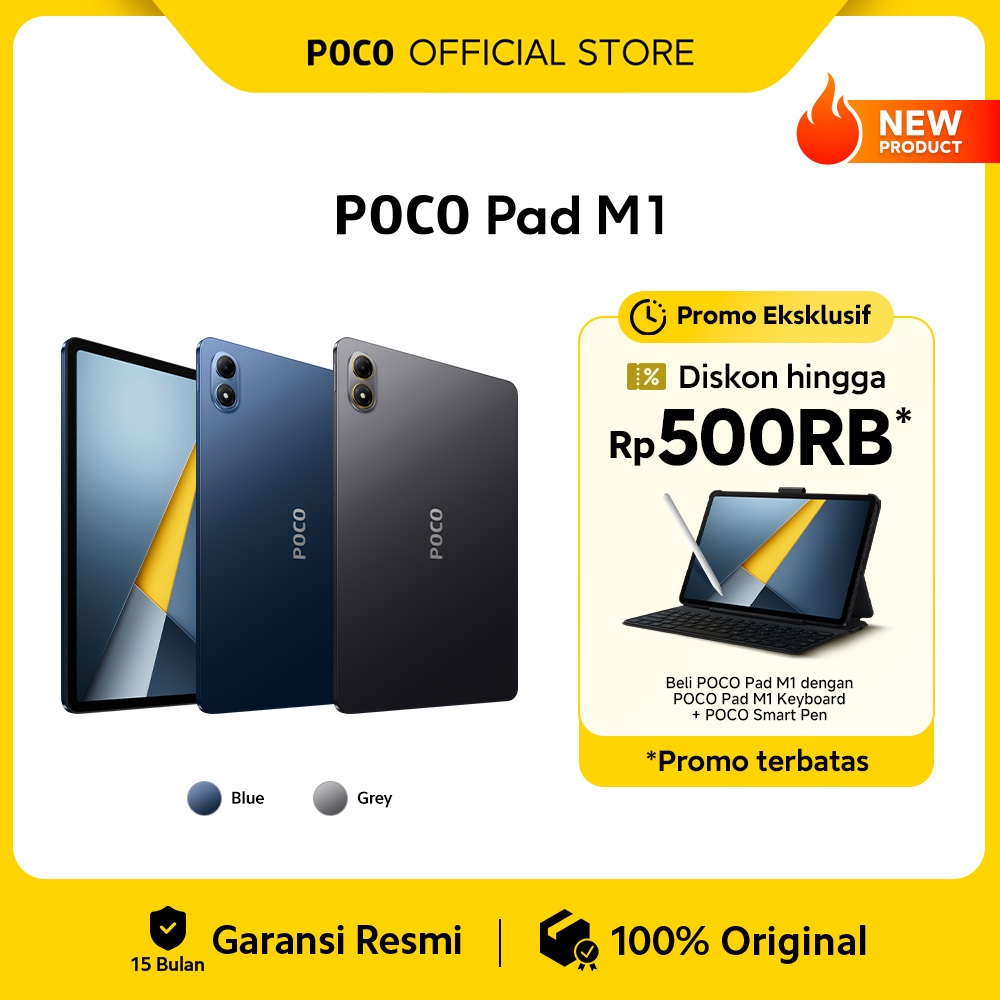 POCO Pad M1 (8GB/256GB) | Layar jernih 12.1" 2.5K  | Snapdragon® 7s Gen 4 | Baterai jumbo 12000mAh (