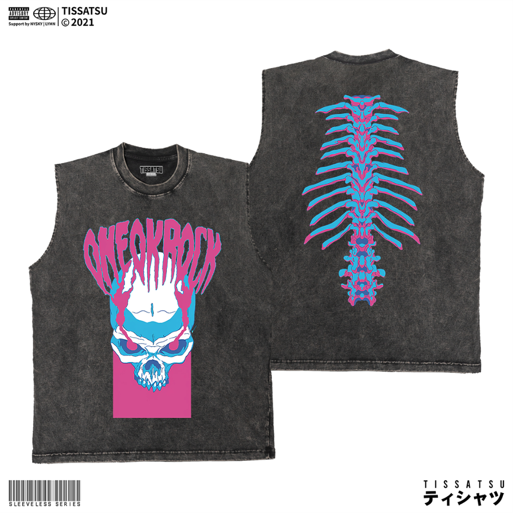 TISSATSU Kaos Singlet ONE OK ROCK Oversize / Sleeveless Band Washed OOR-1