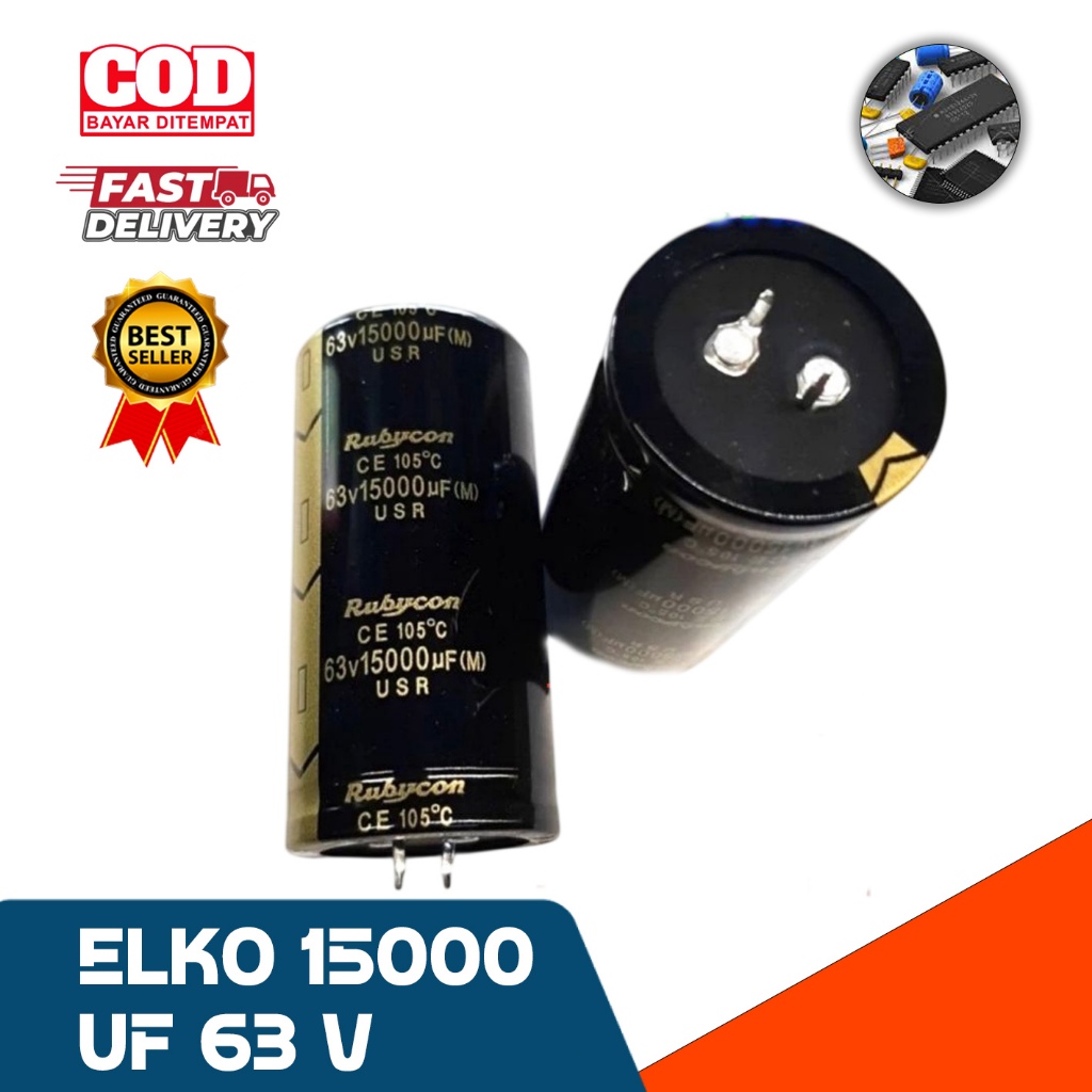 ELKO 15000 UF 63V CAPASITOR ELKO 15000 UF 63 V ELCO  Rubycon KAPASITOR 15000UF 63V MIKRO VOLT ASLI O
